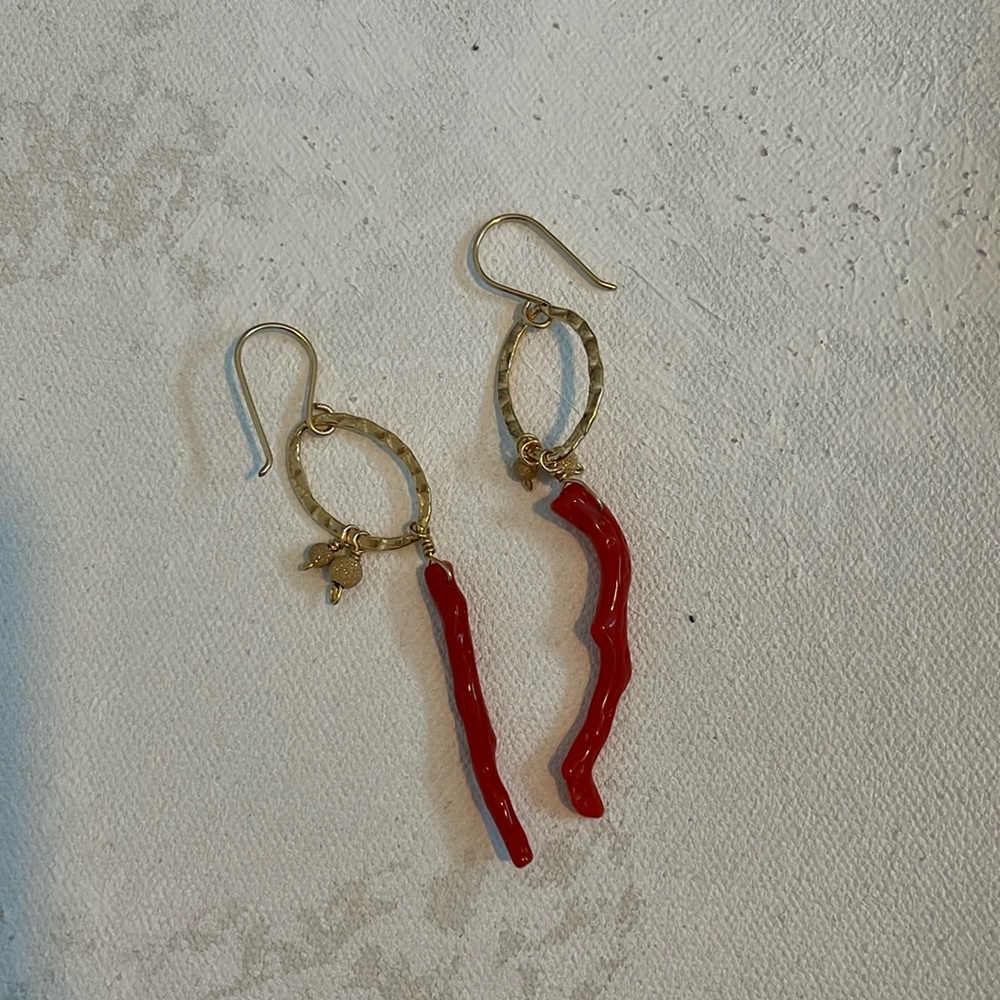 14k GF Coral Drop Earrings